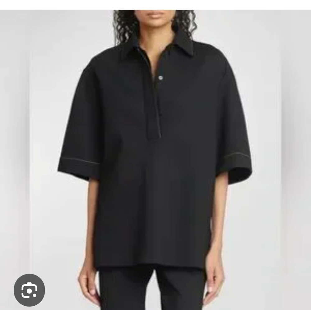 Victoria Beckham Black Pointed Collar Polo Shirt - Picture 14 of 14